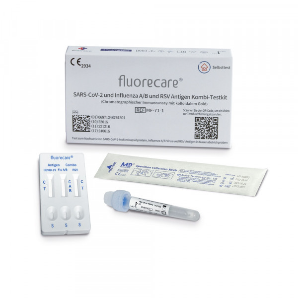 Fluorecare, Antigen Kombi Testkit 4 in 1, Nasal, Covid19+Influenza A/B+RSV, 1 Stk.