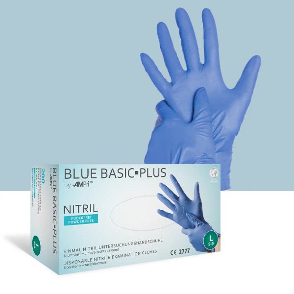 BLUE BASIC-PLUS, Nitril-Untersuchungshandschuh, puderfrei, blau Gr. XS - XL