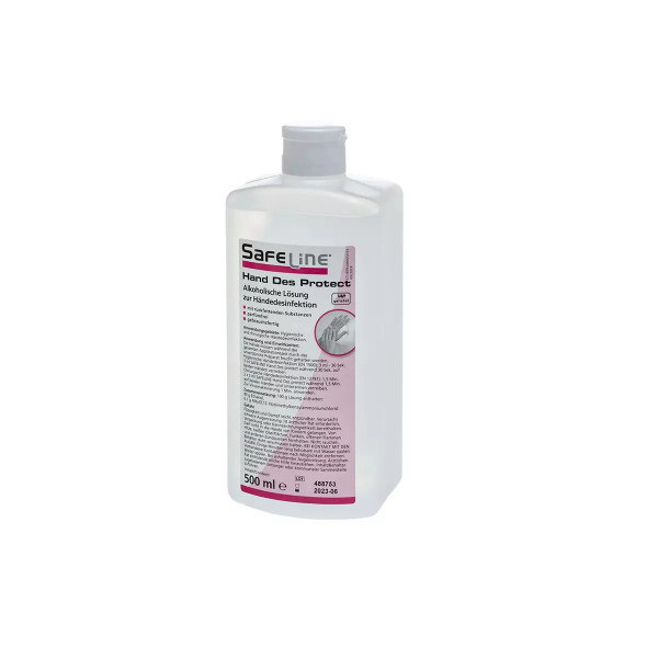 Safeline Hand Des Protect, Händedesinfektion, parfümfrei, gebrauchsfertig, rückfettend, 500 ml