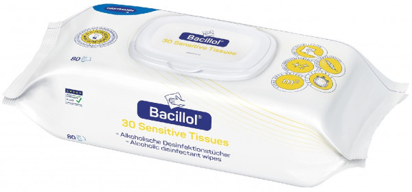 Bacillol® 30 Sensitive Tissues, Desinfektionstücher, Oberflächendesinfektion, Flow-Pack, 80 Stück