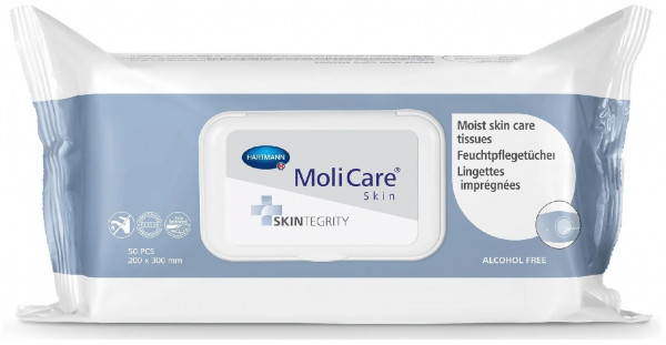 MoliCare® Skin Feuchtpflegetücher mit pflegender Lotion, 50 Stück