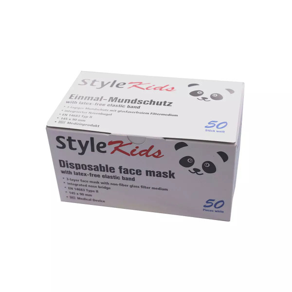 Style by MED COMFORT Mundschutz, OP-Maske für Kinder, 3-lg. mit Ohrschlaufe, TYP II - weiß