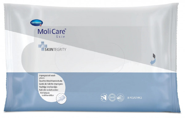 MoliCare® Skin Feuchte Waschhandschuhe mit milder Reinigungslösung